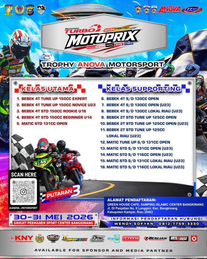 
					Kampar Kembali Gelar Kejurnas Motoprix Region A Sumatera Seri 3 Riau 2026