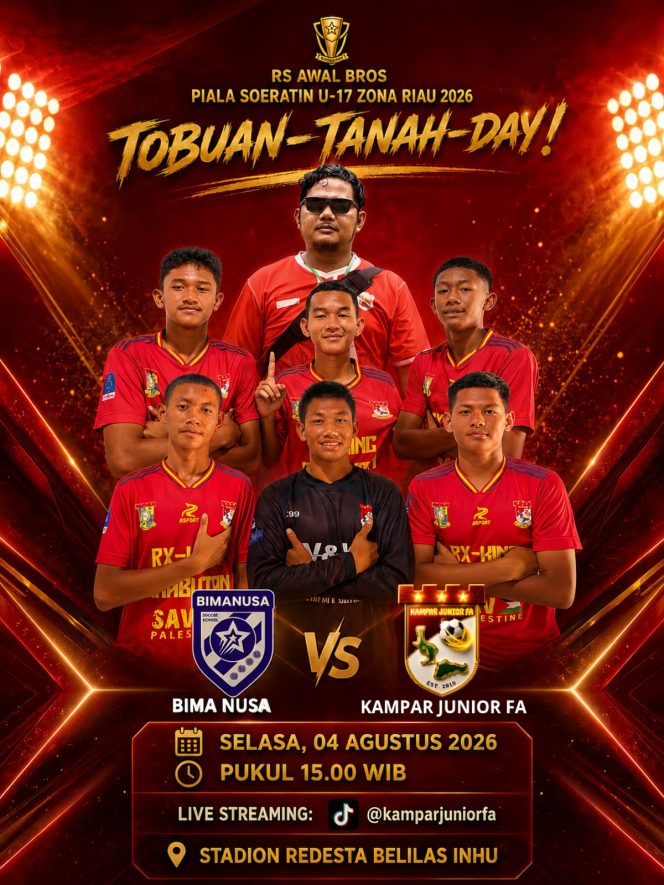 
					Sore Ini, Kampar Junior FA Jalani Laga Quarter-Final Vs Bima Nusa di Piala Soeratin U-17 Zona Riau 2026